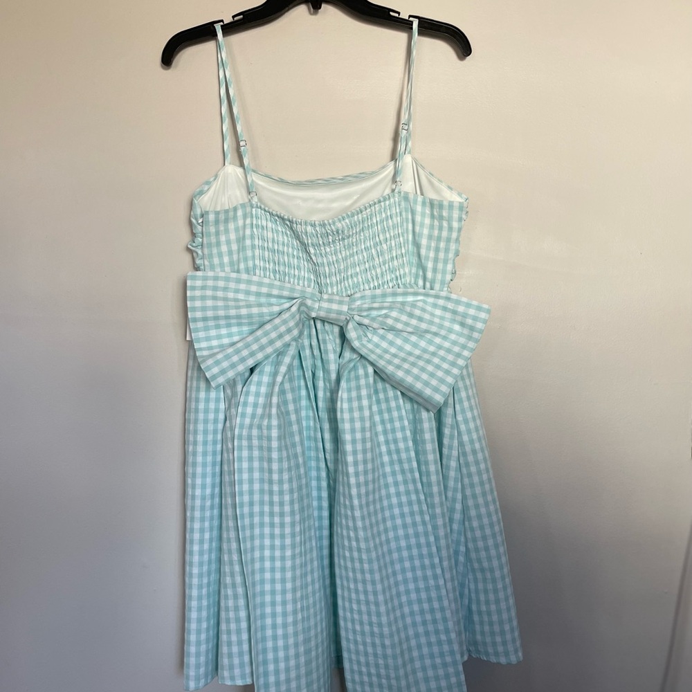 Blue Gingham Dress with Bow